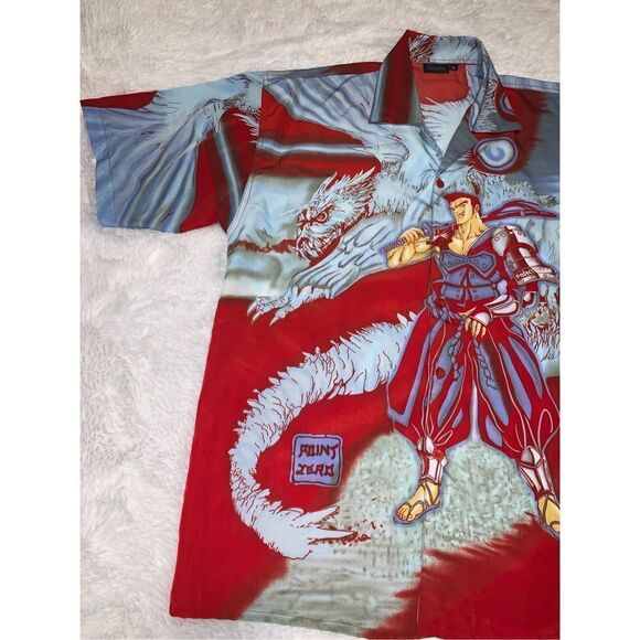 Vintage Dutch Boy Point Zero Anime Hero Dragon Design Button Shirt Adult Xl - Picture 3 of 15